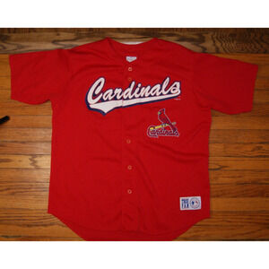 Vintage 90s St Louis Cardinals #16 Ray Lankford Large True-Fan Red Button Jersey